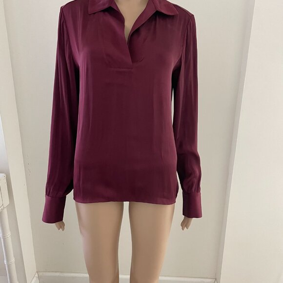 David Lerner Blouse Burgundy Long Sleeves Women's Size Small - Picture 5 of 8